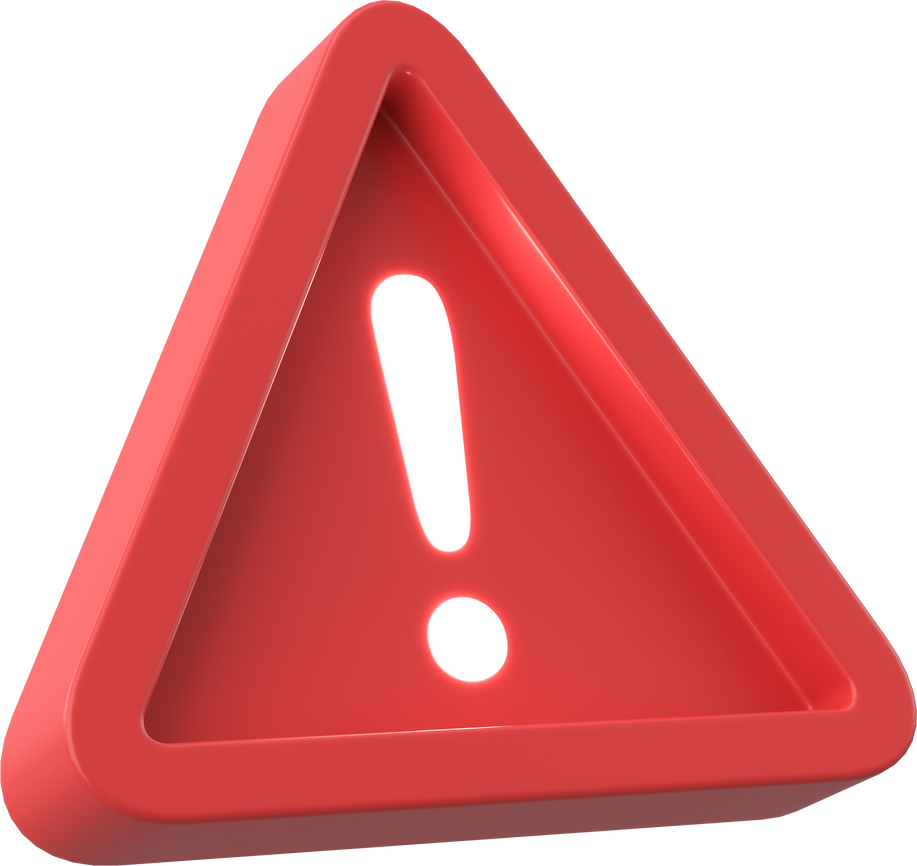 Warning sign. Exclamation mark. 3D illustration.